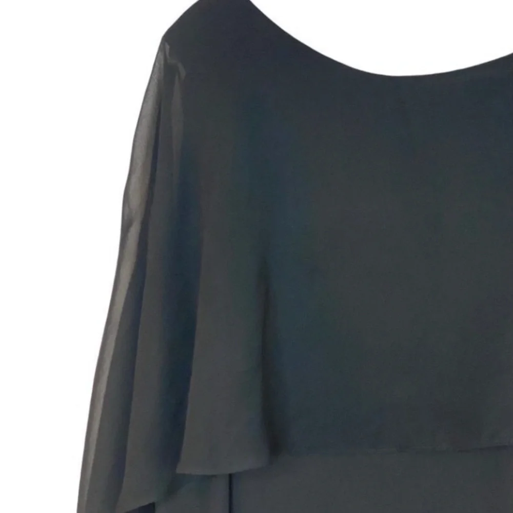 Marc New York Black Cape Overlay Blouse – Sheer Chiffon Wing Sleeve Top XL - Picture 4 of 8